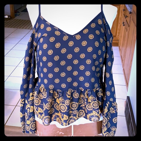 Sienna Sky Tops - Cold shoulder flowy boho shirt